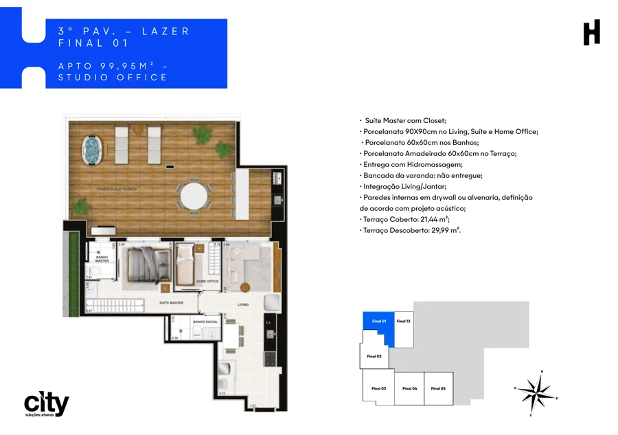 Planta do Hub Compact Life: 99,95 m² · Final 01