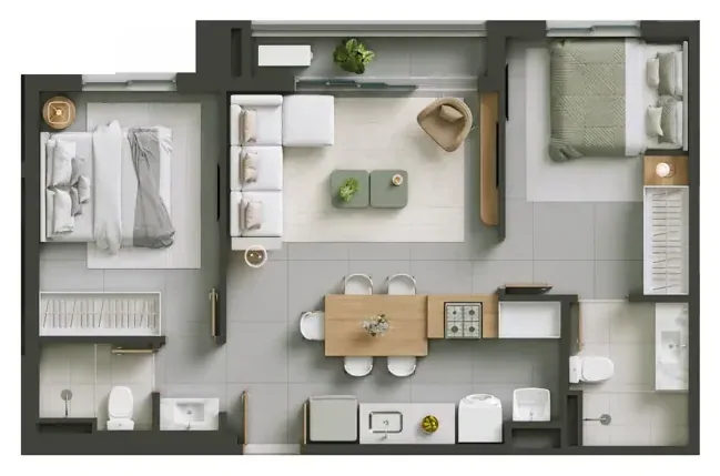 Planta do Hello Vision: 59,62 m² · Final 1