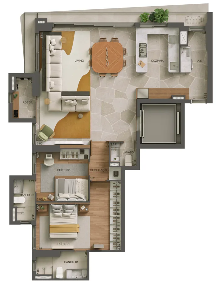 Planta do Areião 1141: 115 m²
