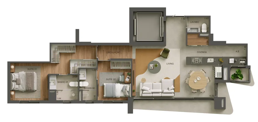 Planta do Areião 1141: Padrão · 78 m²