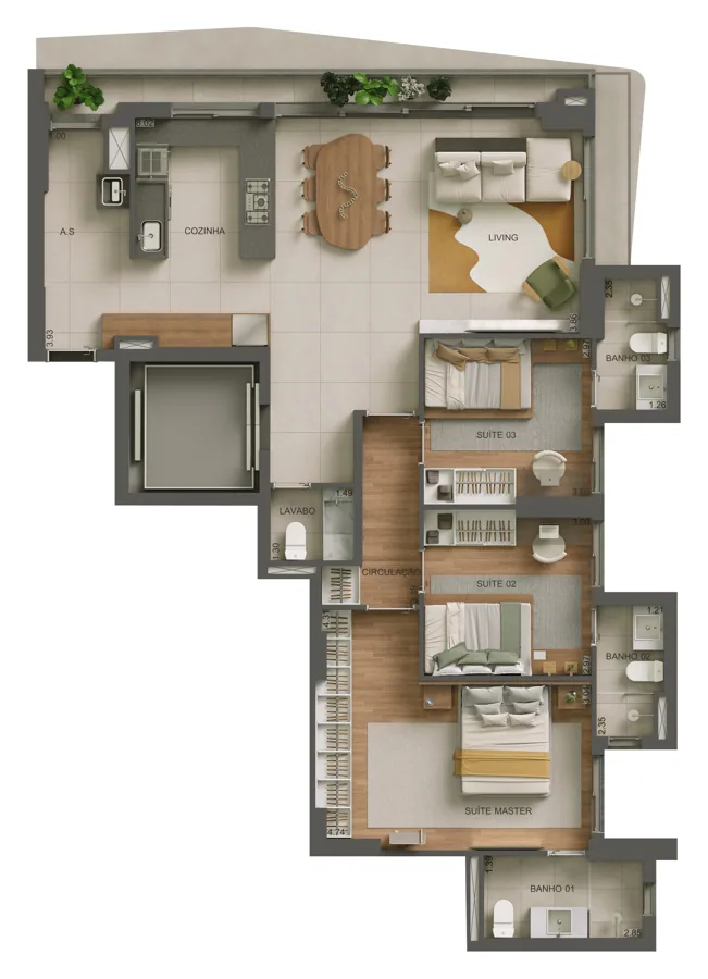 Planta do Areião 1141: Padrão · 115 m²