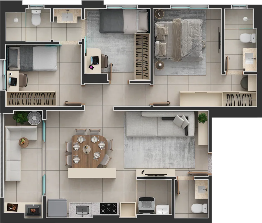 Planta do Passos Flamboyant: 80 m² · Final 2A