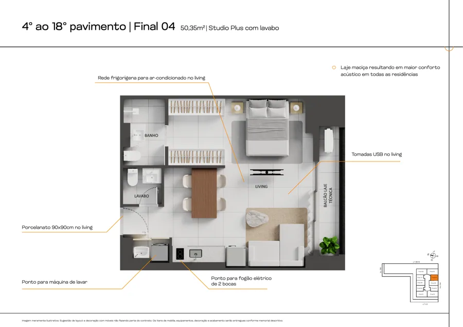 Planta do B.Side by City: 50,35 m² · Final 04