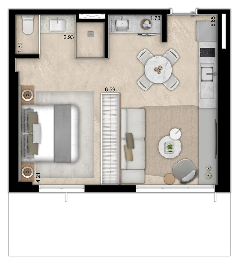 Planta do Promenade V3rso: New E Promenade Suíte Lr · 43 m²