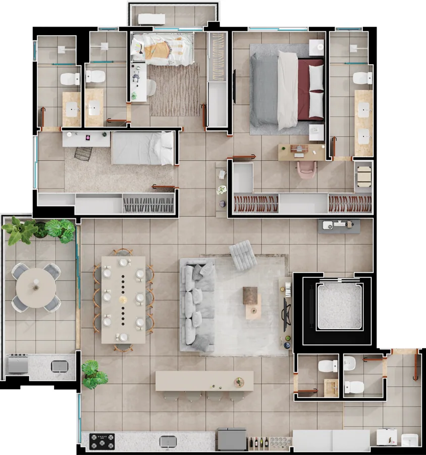 Planta do Lago Areião: 140 m² · Apto Final 01