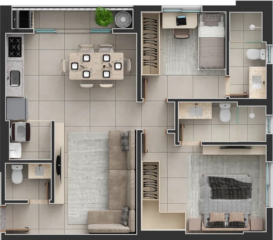 Planta do Passos Flamboyant: 70 m² · Final 2B