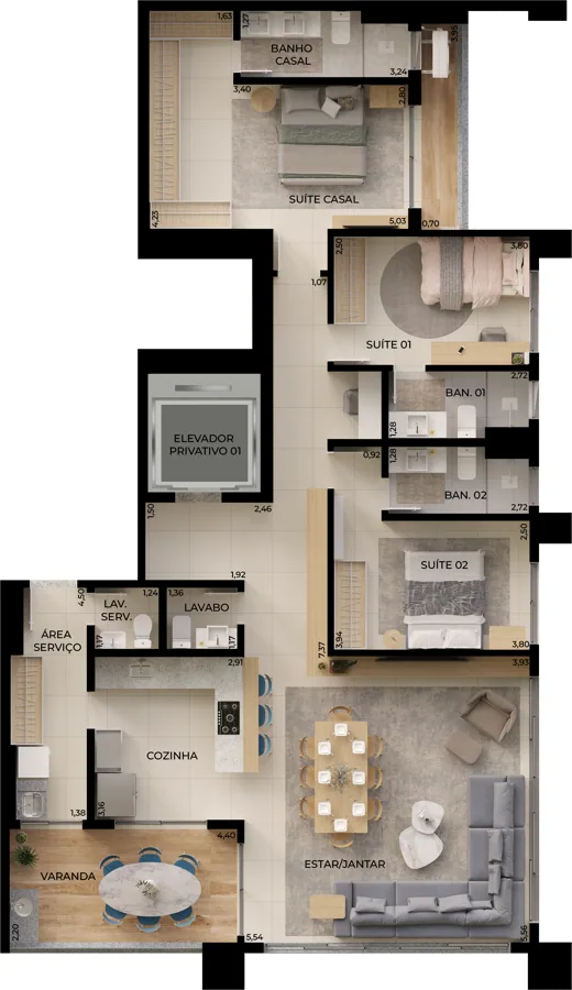 Planta do Alma Home Senses: Final 1 Cota · Final 1 Cota