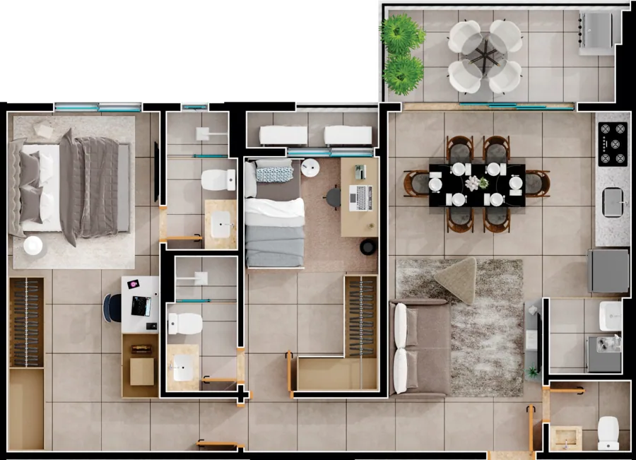 Planta do Lago Areião: 75 m² · Apto Final 06