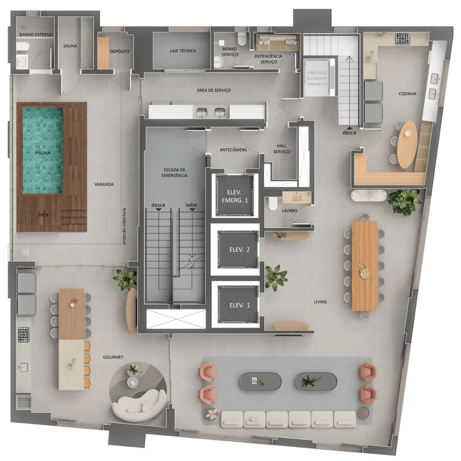 Planta do City Altier: City 20 T1 Duplex Superior