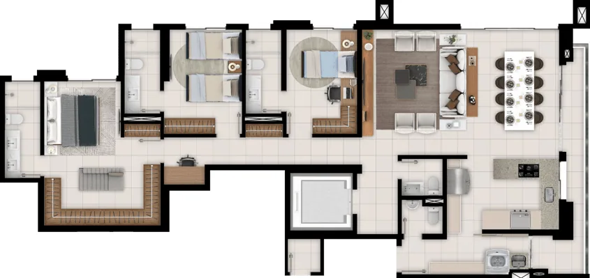 Planta do Arte Square: 156 m² · Tipo Min