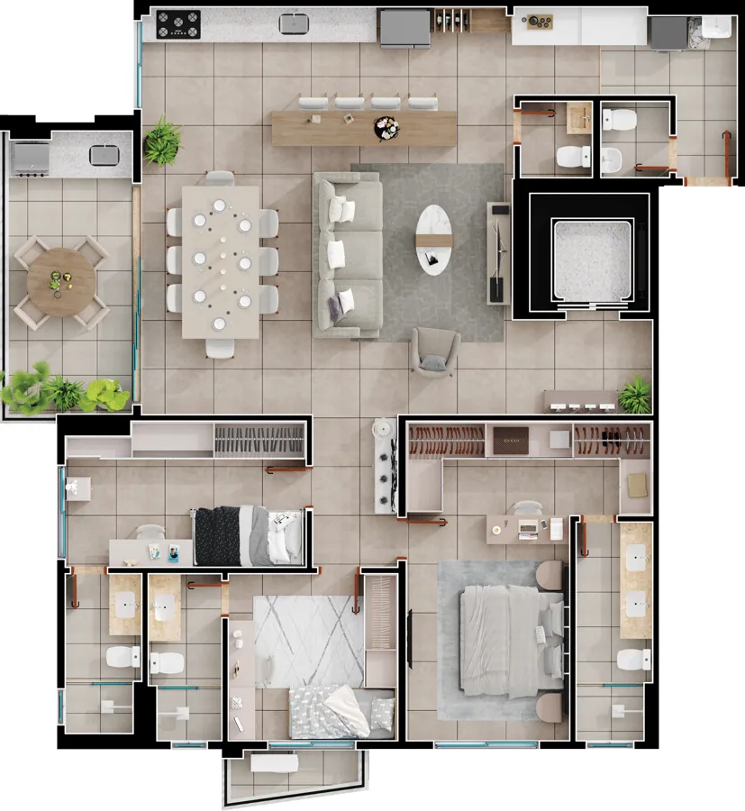 Planta do Lago Areião: 140 m² · Apto Final 02
