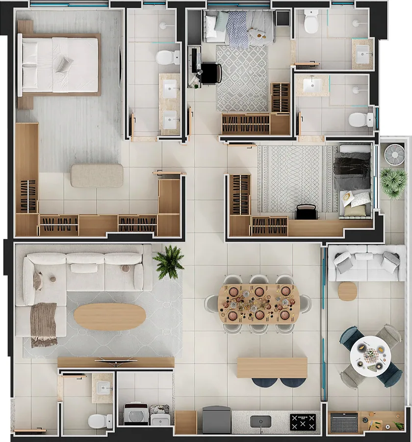 Planta do Aurora Lago das Rosas: 116 m² · Apto 2A
