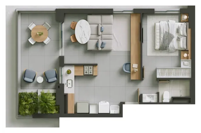 Planta do Hello Vision: Pavimento 17 · 61,55 m²