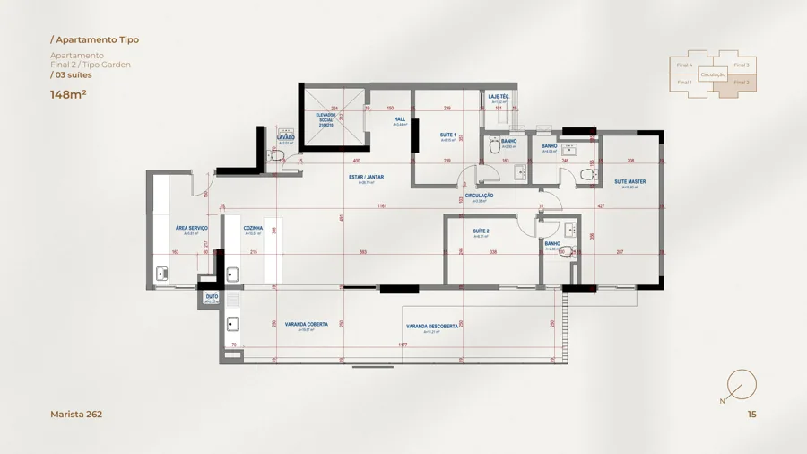 Planta do Marista 262: 3 suítes · 26,79 m² · Final 2