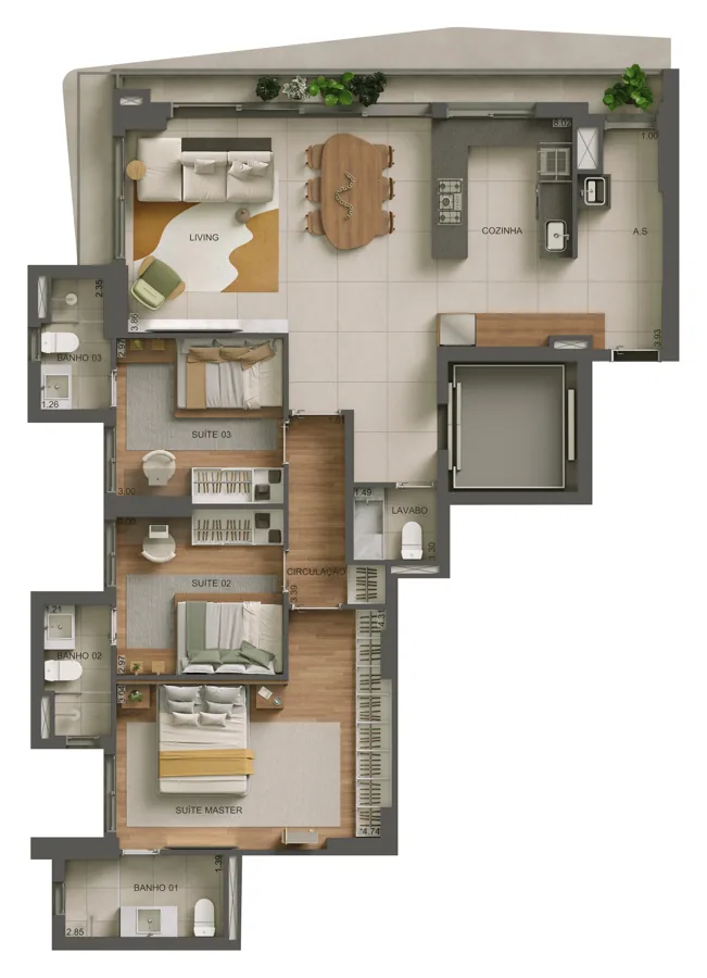 Planta do Areião 1141: Padrão · 114 m²