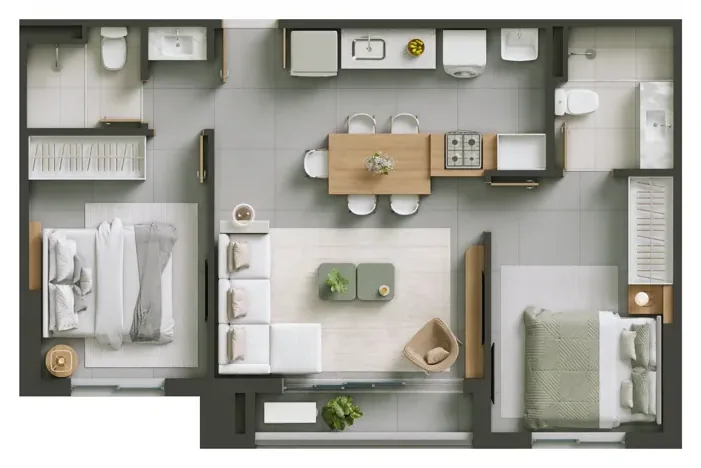 Planta do Hello Vision: 59,44 m² · Final 5
