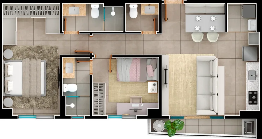 Planta do Viverde Areião: 70 m² · Final 4B