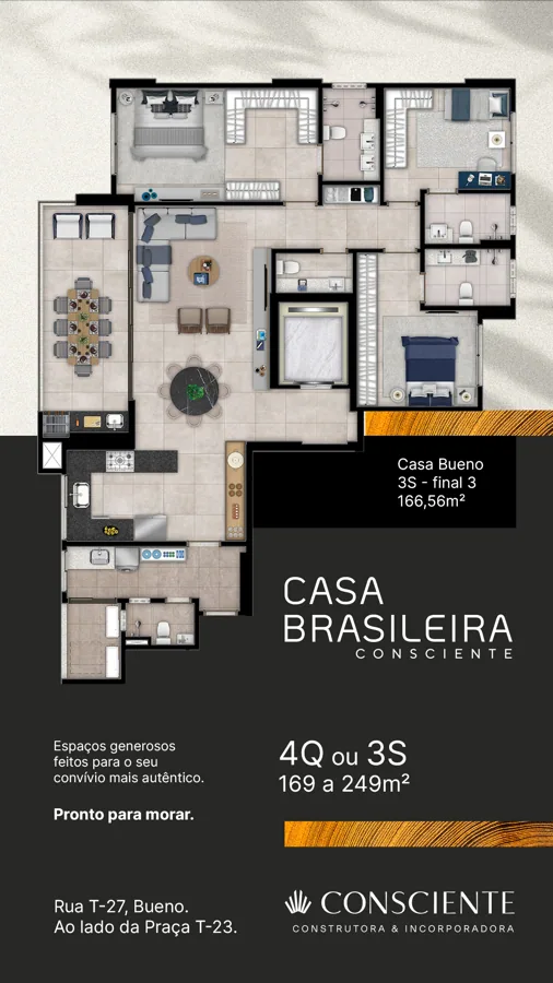 Planta do Casa Brasileira: 166,56 m² · Final 3