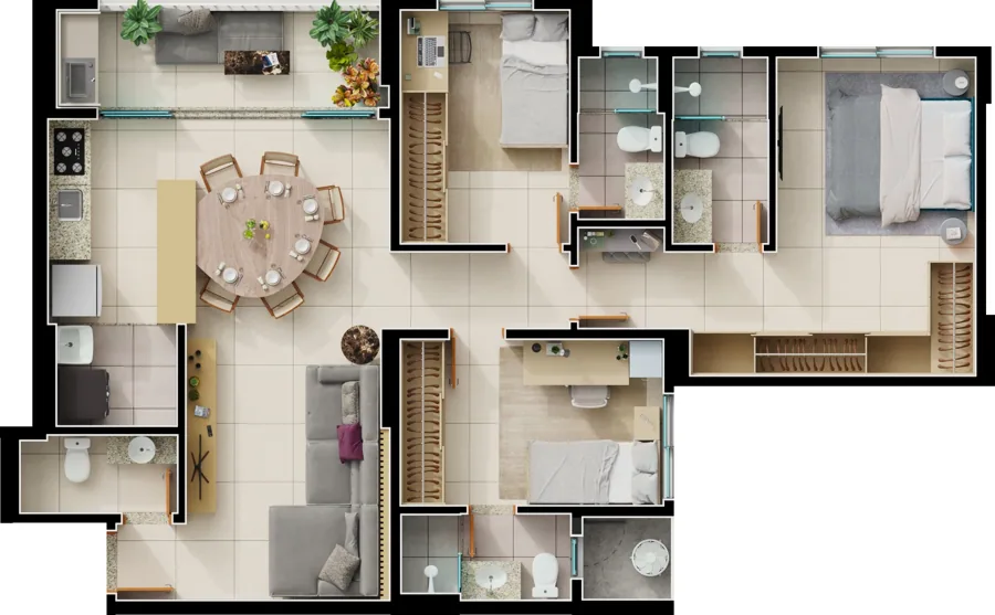 Planta do Varandas Bueno: 3 Suites Final 2A · 100 m²