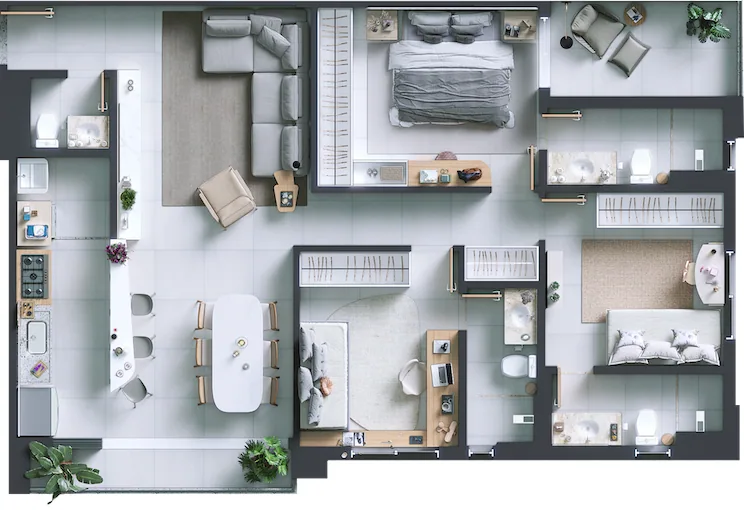 Planta do Alt 65: 100 m² · Apto Pav4