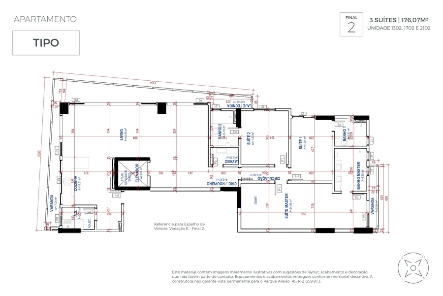 Planta do Ares Marista: 42,85 m² · Final 2