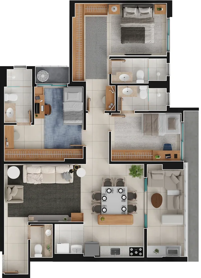 Planta do Varandas Flamboyant: 103 m² · Ap. Final 1A