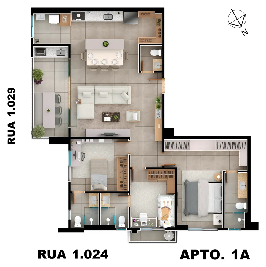 Planta do Viverde Areião: Apto. 1A · Apto. 1A