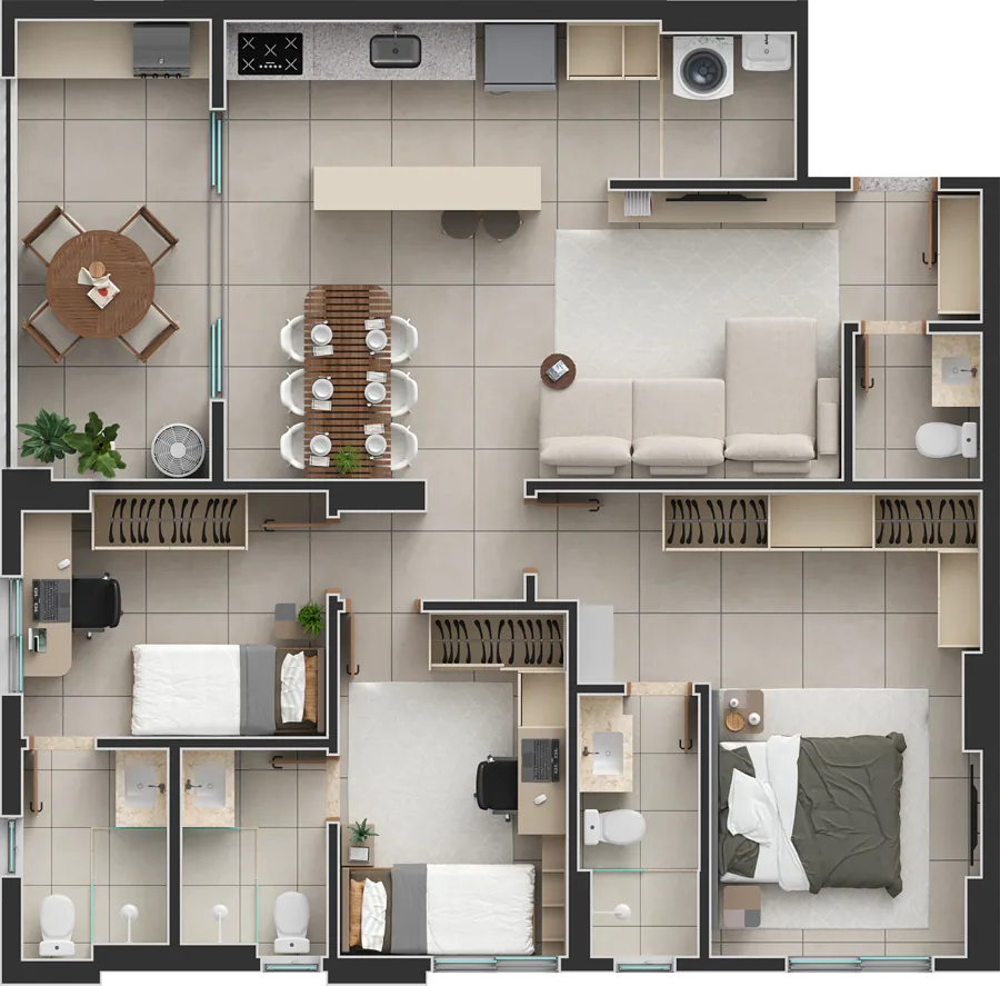 Planta do Passos Flamboyant: 100 m² · Final 1A