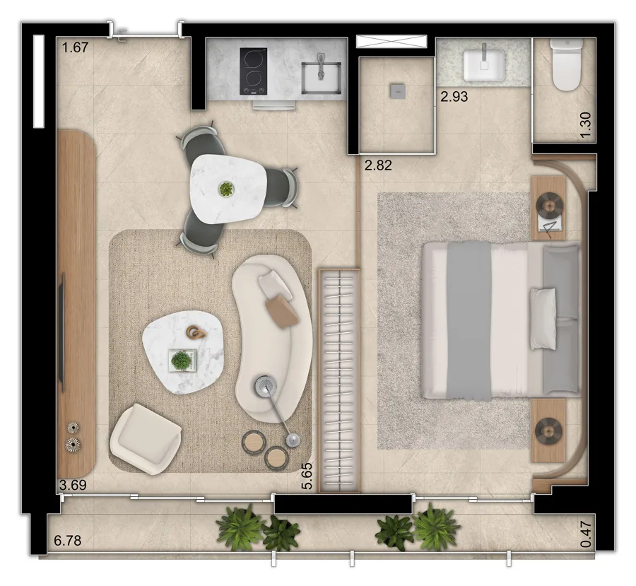 Planta do Promenade V3rso: New E Promenade Suíte Lr · 46 m²