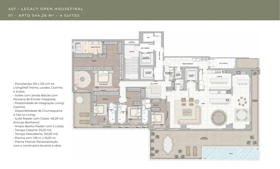 Planta do City Legacy: 544,26 m²