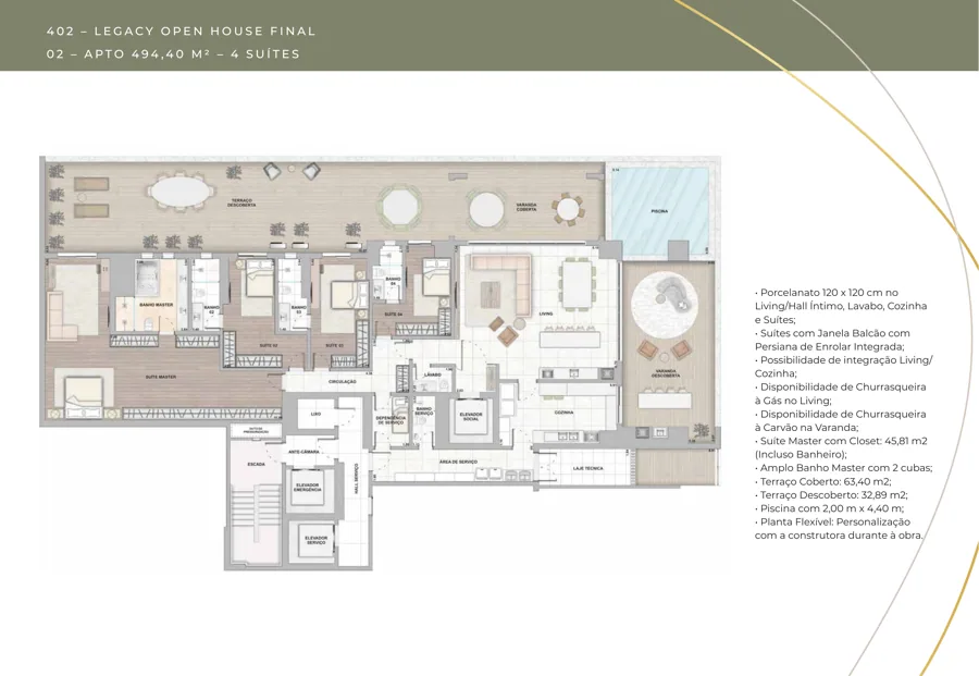 Planta do City Legacy: 63,4 m²