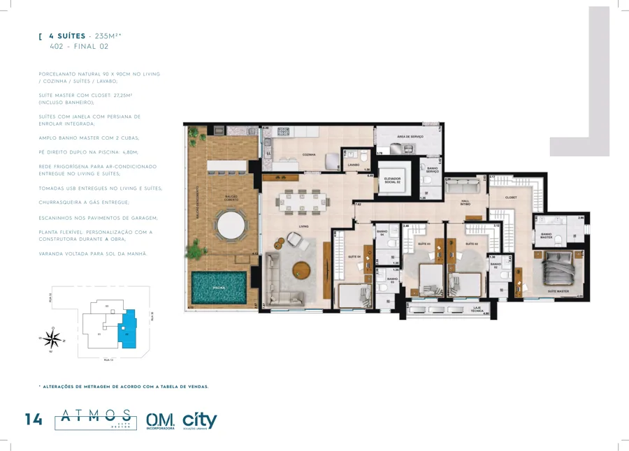 Planta do Atmos City Design: 4 suítes · 27,25 m² · Final 02