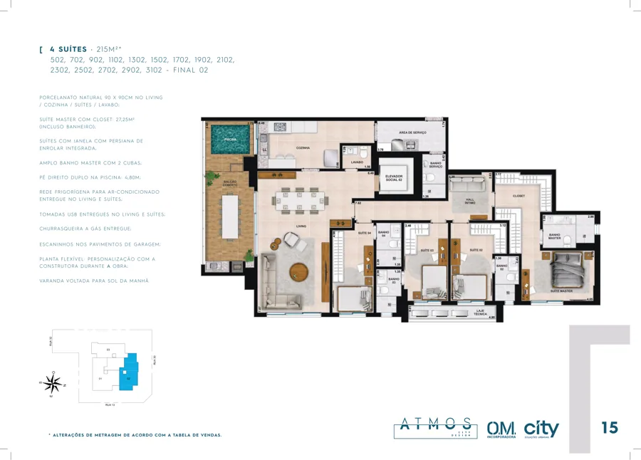 Planta do Atmos City Design: 4 suítes · 27,25 m² · Final 02