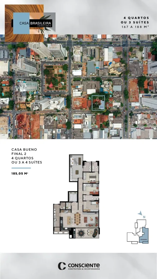 Planta do Casa Brasileira: 4 quartos · 185,05 m² · Final 2