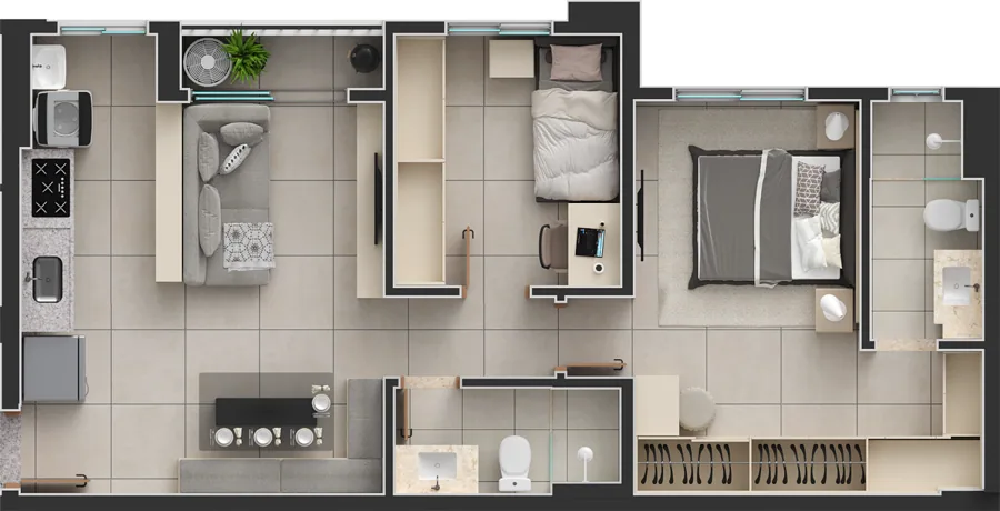 Planta do Passos Flamboyant: 60 m² · Final 3A