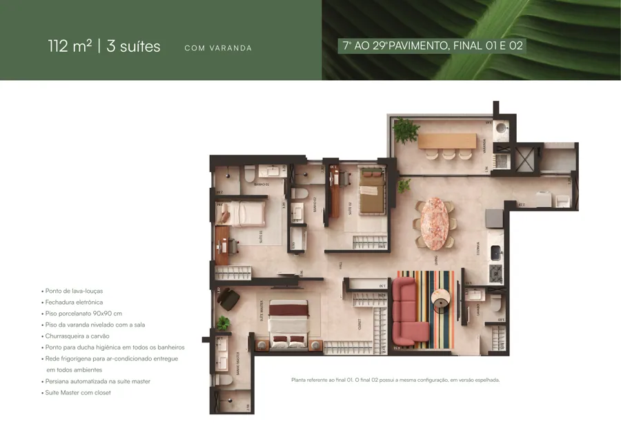 Planta do Bioma Wellness Life: 3 suítes · Final 01