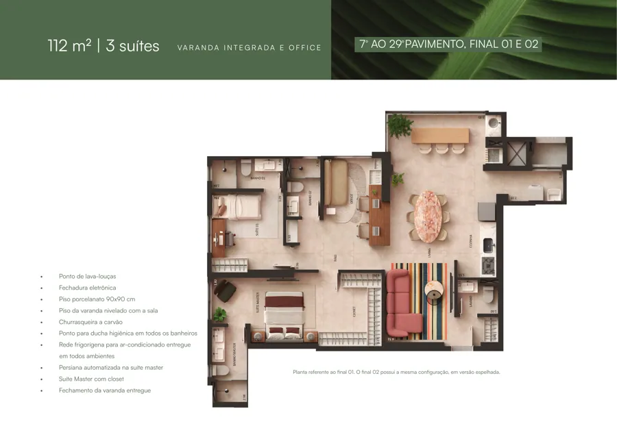 Planta do Bioma Wellness Life: 3 suítes · Final 01