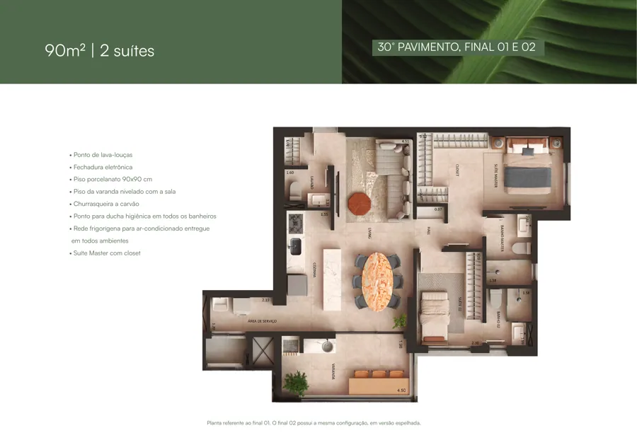 Planta do Bioma Wellness Life: 2 suítes · Final 01
