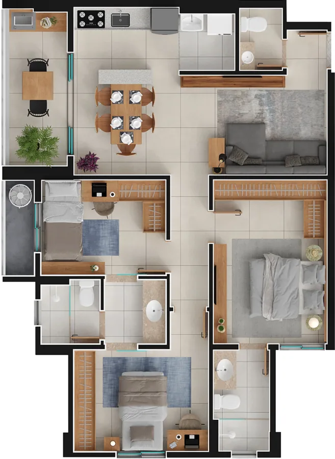 Planta do Varandas Flamboyant: 79 m² · Ap. Final 2B