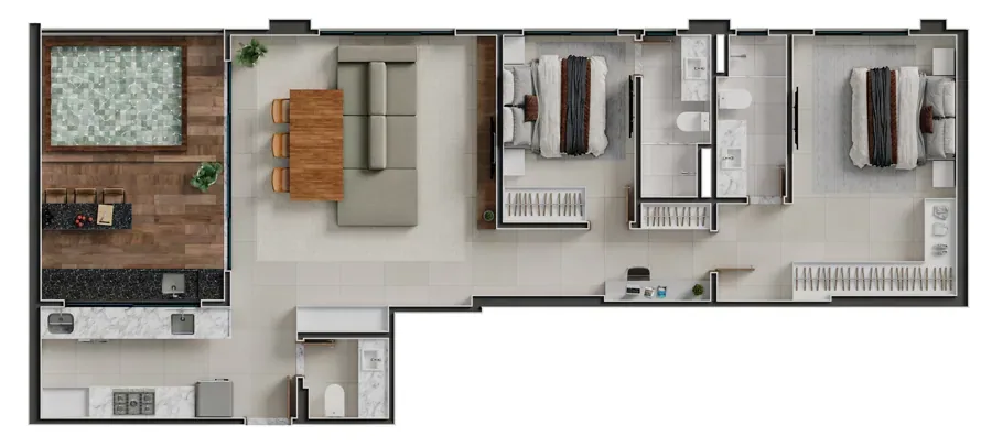 Planta do Emirates Parque Flamboyant: 114 m² · Apto Penthouse