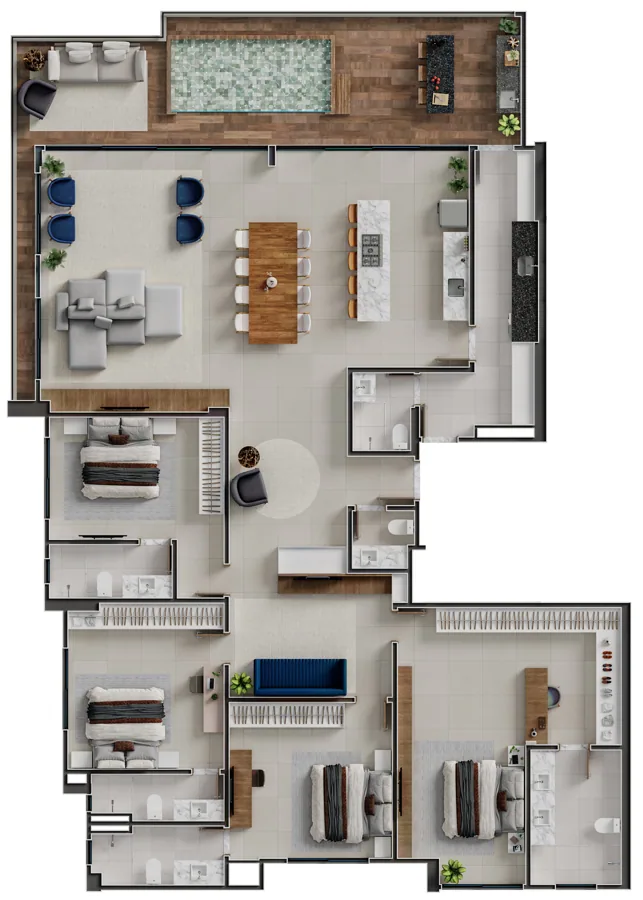 Planta do Emirates Parque Flamboyant: 270 m² · Apto Penthouse