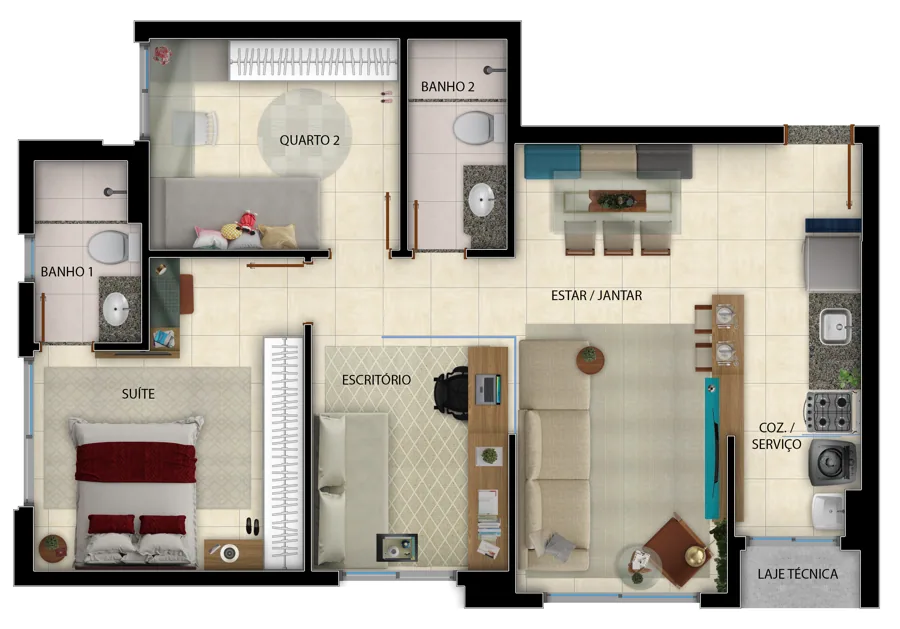 Planta do Duo Sky Garden: Apto 3 quartos Revisado · Apto 3 quartos Revisado