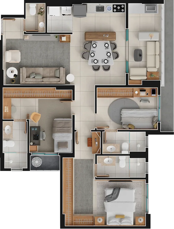 Planta do Varandas Flamboyant: 100 m² · Ap. Final 2A