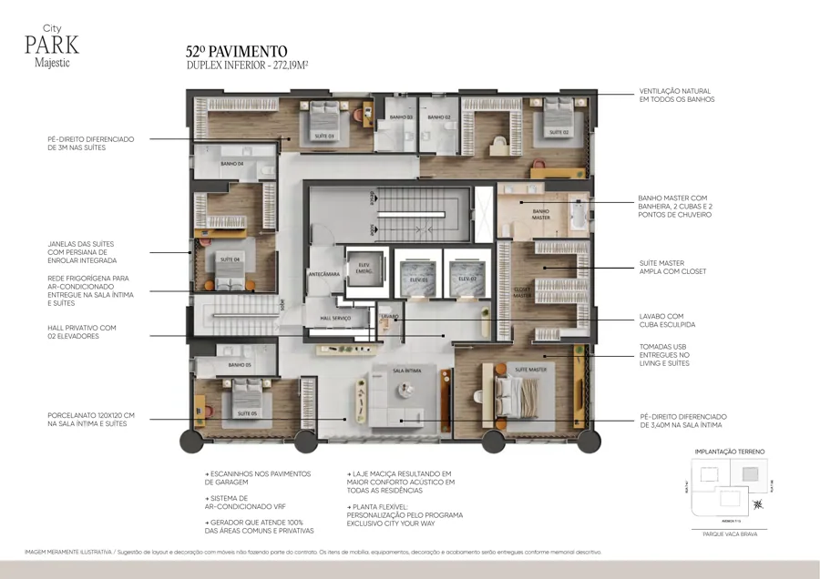 Planta do City Park Majestic: 272,19 m²