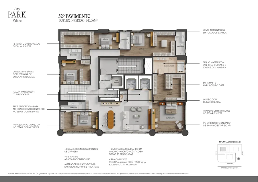 Planta do City Park Palace: 340,06 m²
