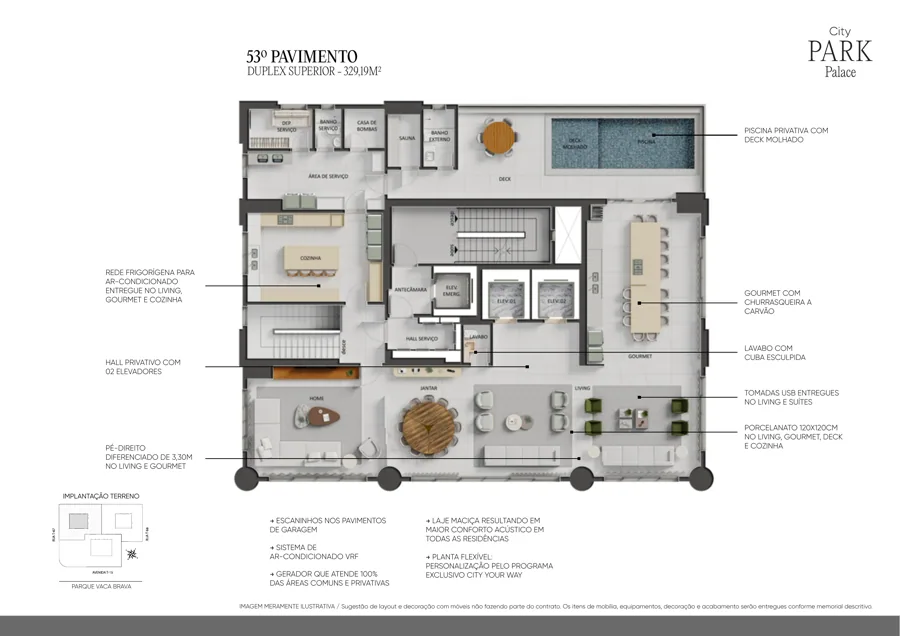 Planta do City Park Palace: 329,19 m²