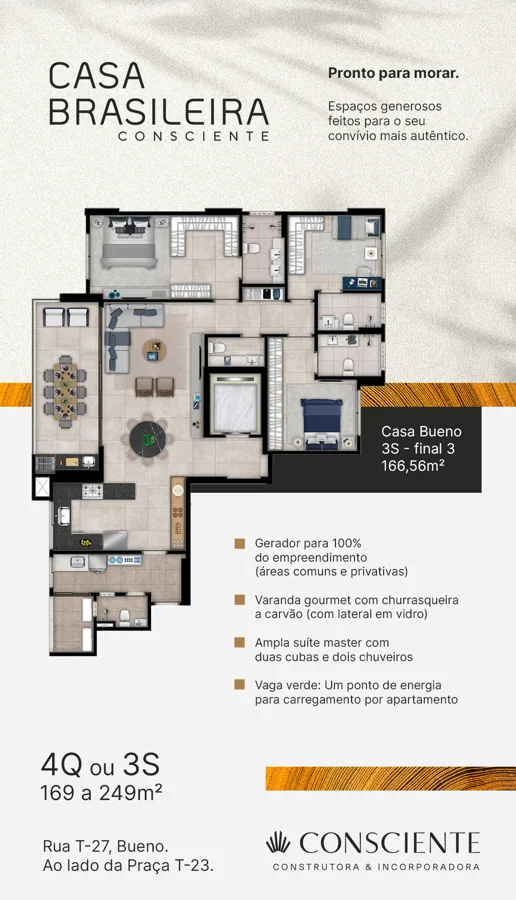 Planta do Casa Brasileira: 166,56 m² · Final 3